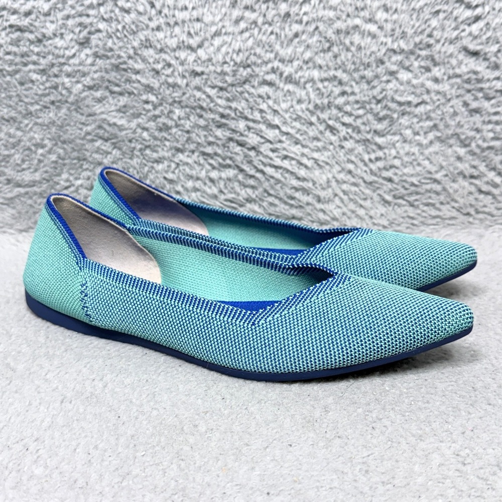 Rothy's The Point Womens Size 8.5 Slip On Ballet Flats Shoes Aquamarine Retired